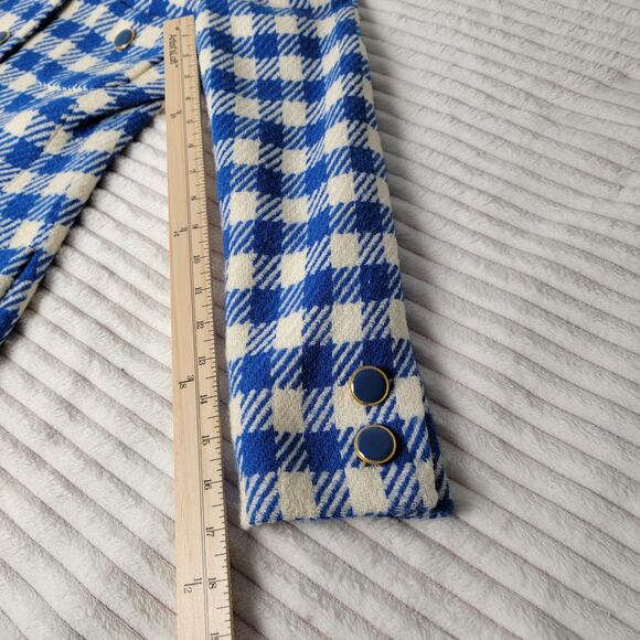 Vintage Clifford & Wills Blue Check Blazer Wool Blend Gold Buttons Size 4 Retro - Picture 7 of 11